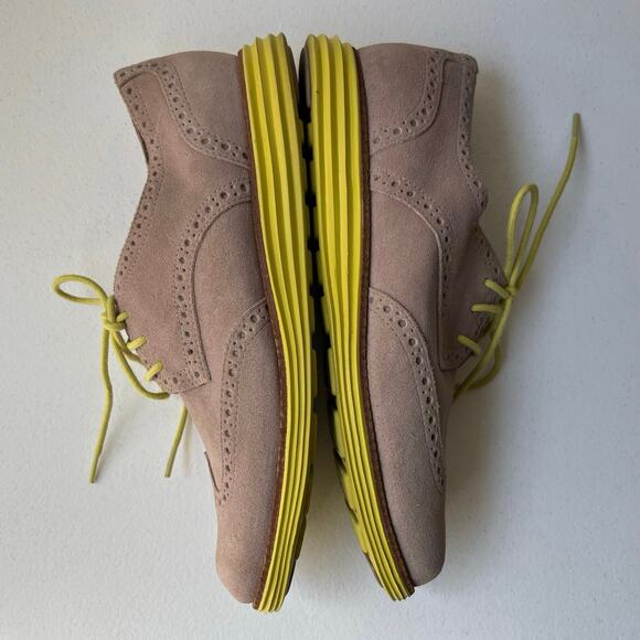 Cole Haan Alisa Lunargrand Wingtip Oxfords Women's 7.5 Tan Neon Suede Preppy - Picture 5 of 14